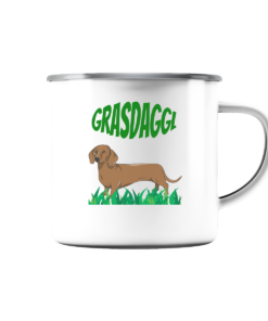 Grasdaggl - Emaille Tasse (Silber)